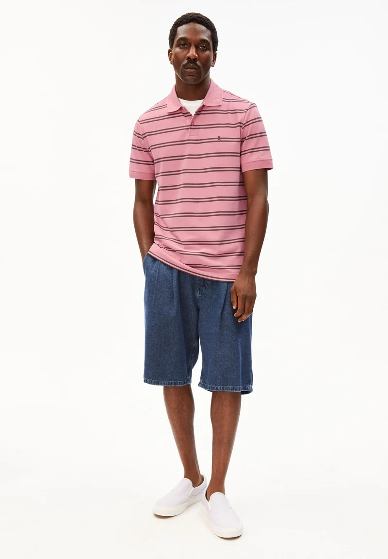 GESTREIFTES POLOSHIRT | washed berry-granit