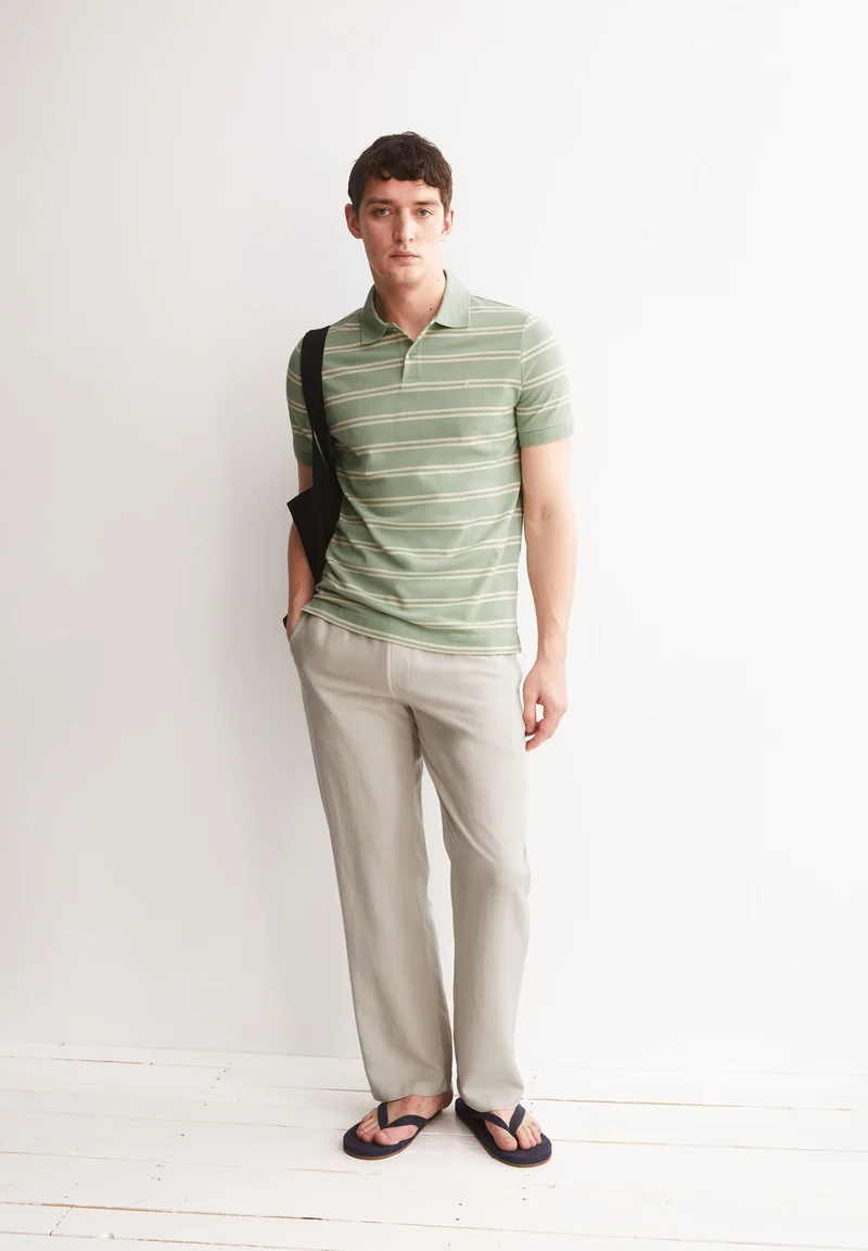 GESTREIFTES POLOSHIRT | foam-oatmilk