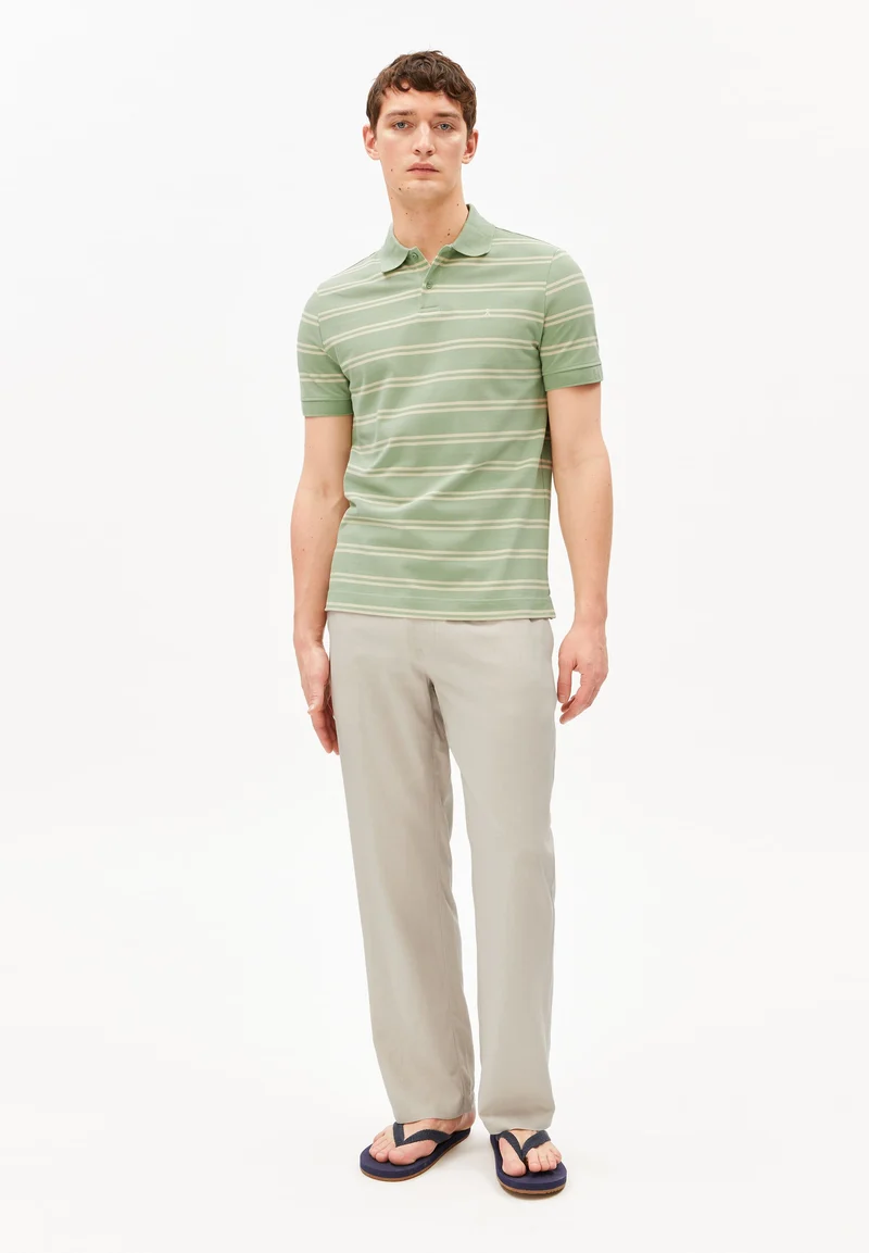 GESTREIFTES POLOSHIRT | foam-oatmilk