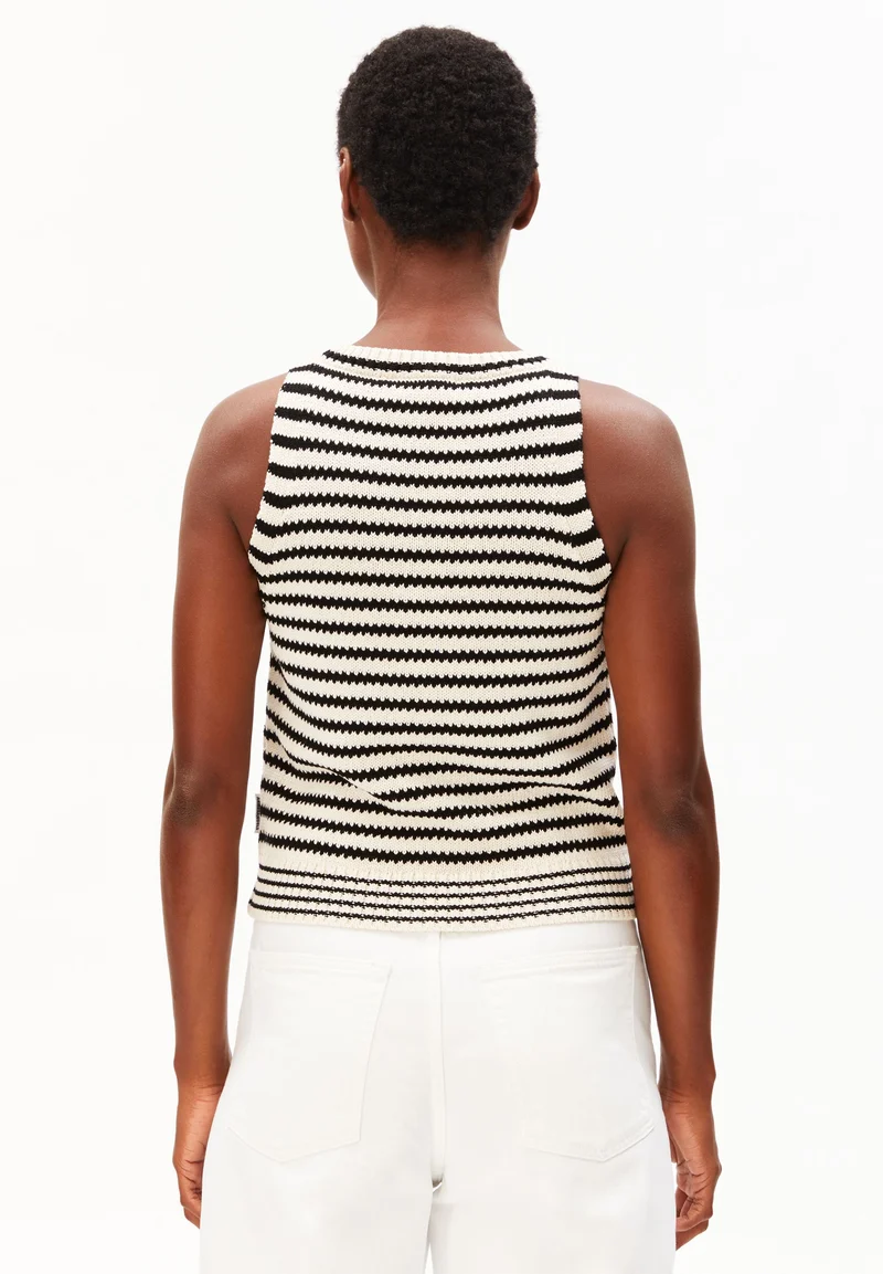 GESTREIFTES STRICKTOP | undyed-black