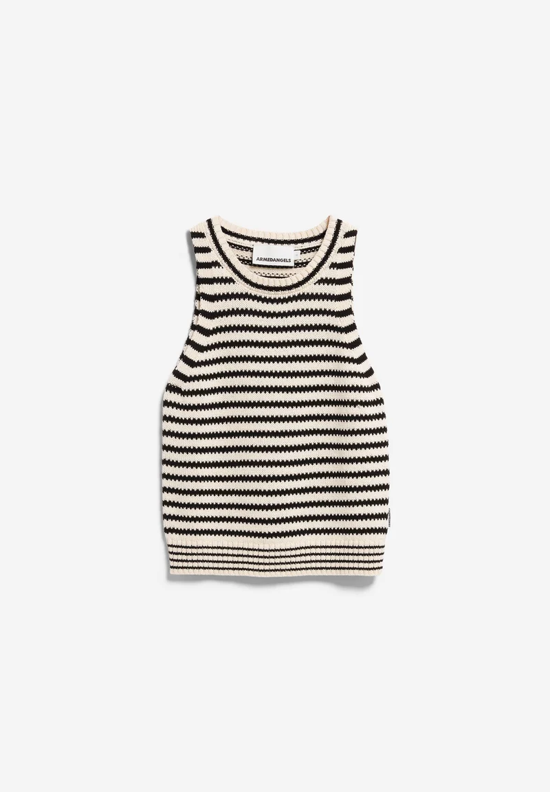 GESTREIFTES STRICKTOP | undyed-black
