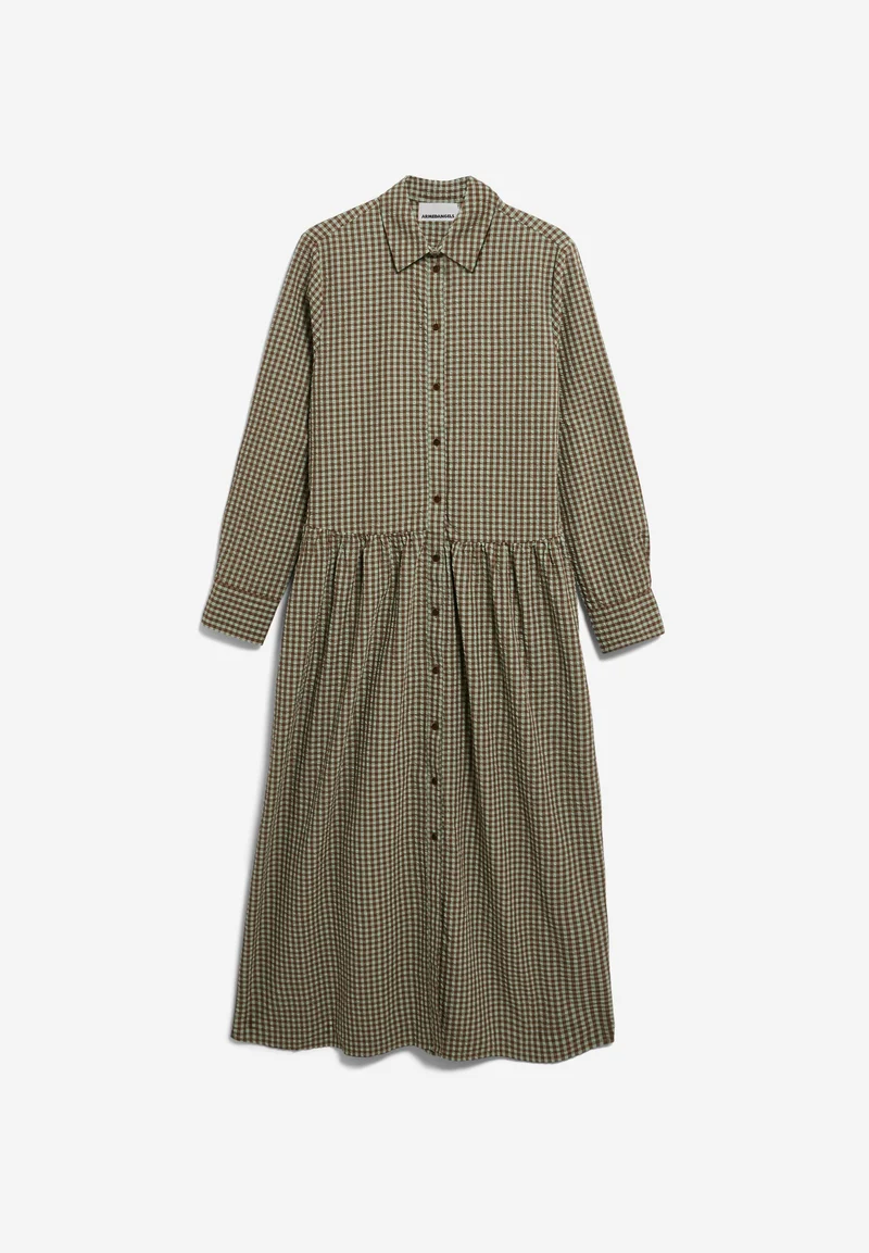 VICHY SEERSUCKER MAXI-KLEID | foam-dried palm