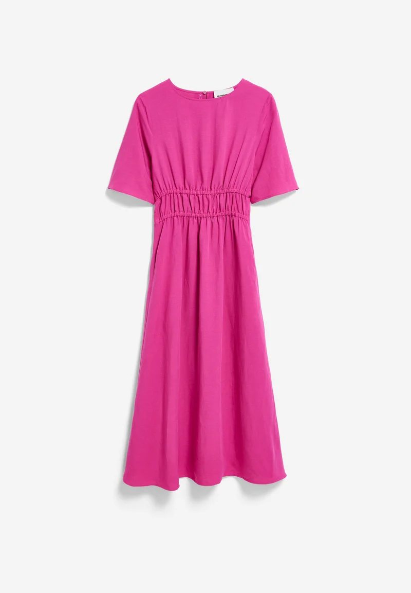 LEINEN-MIX GERAFFTES KLEID | very berry