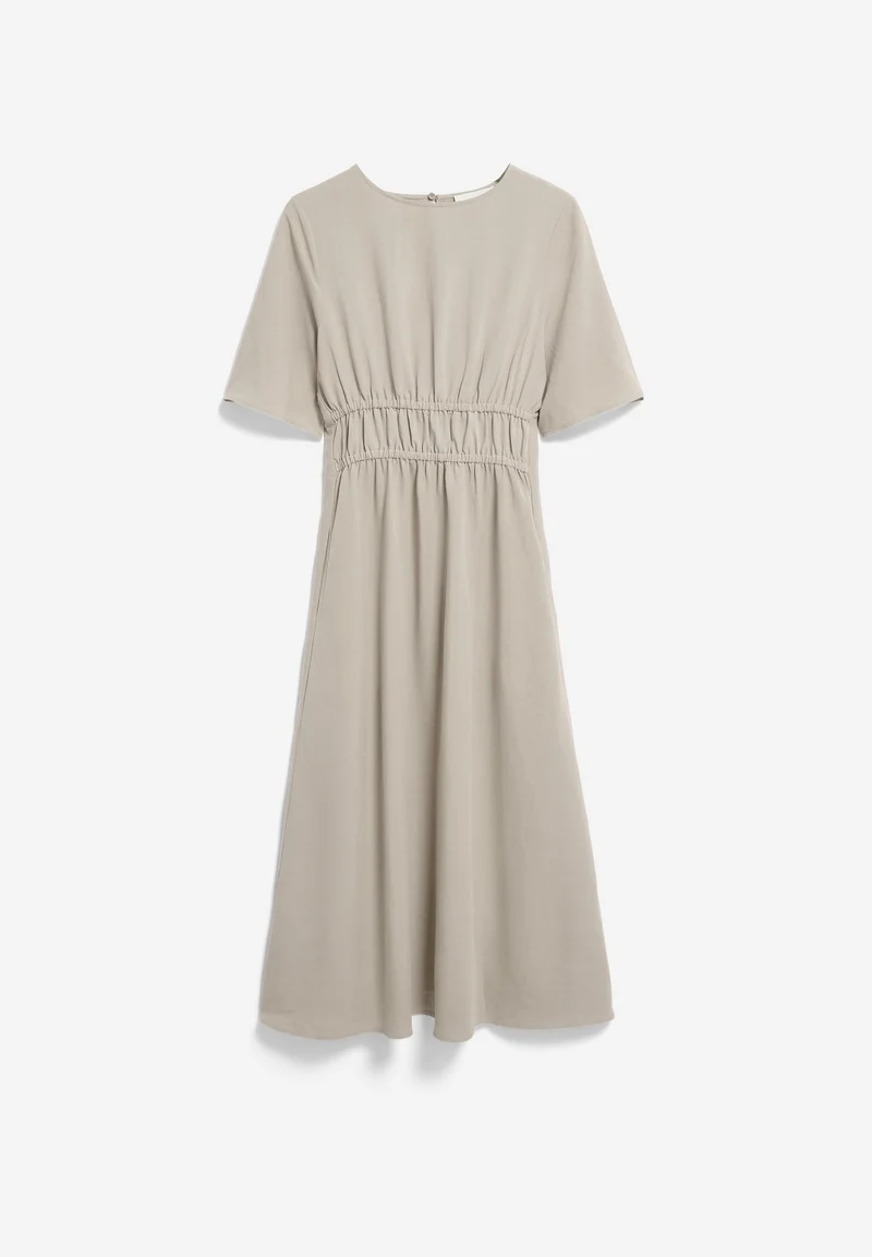 LEINEN-MIX GERAFFTES KLEID | sandstone