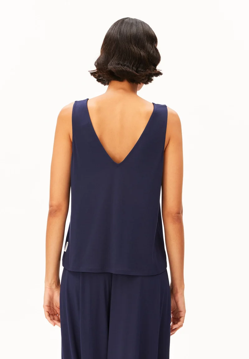 V-AUSSCHNITT JERSEY-TOP | tinted navy