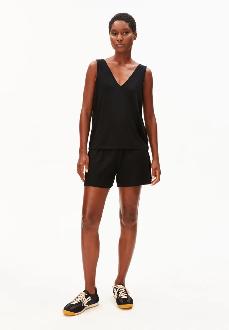 V-AUSSCHNITT JERSEY-TOP | black
