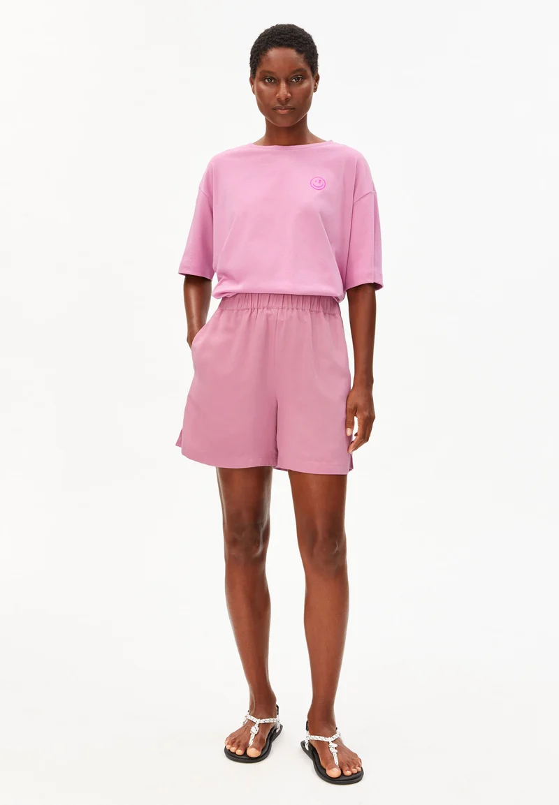 LEINEN-MIX PULL-ON SHORTS | washed berry