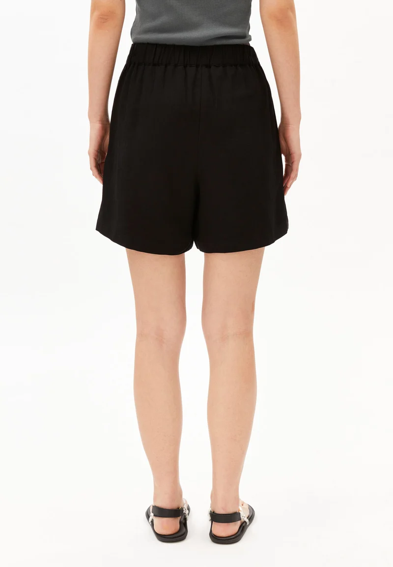 LEINEN-MIX PULL-ON SHORTS | black