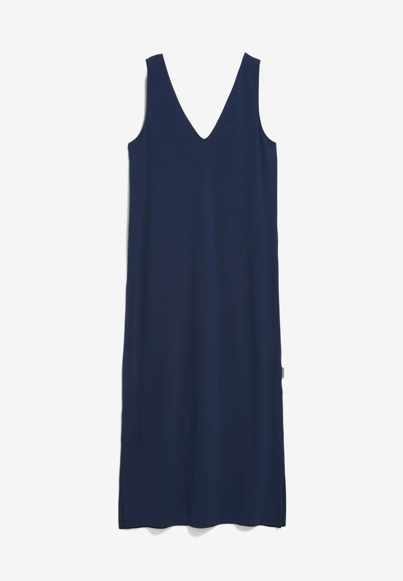 ÄRMELLOSES JERSEY-MIDI-KLEID | tinted navy