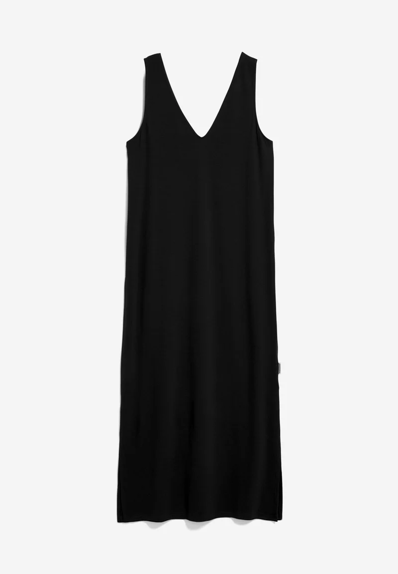 ÄRMELLOSES JERSEY-MIDI-KLEID | black