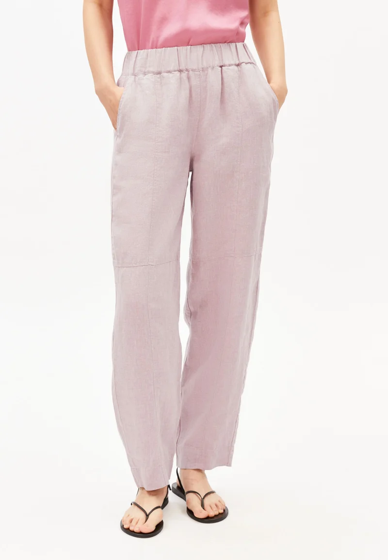 LEINEN PULL-ON BARREL HOSE | pink mist