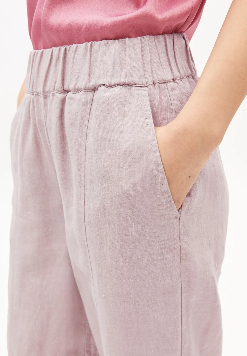 LEINEN PULL-ON BARREL HOSE | pink mist