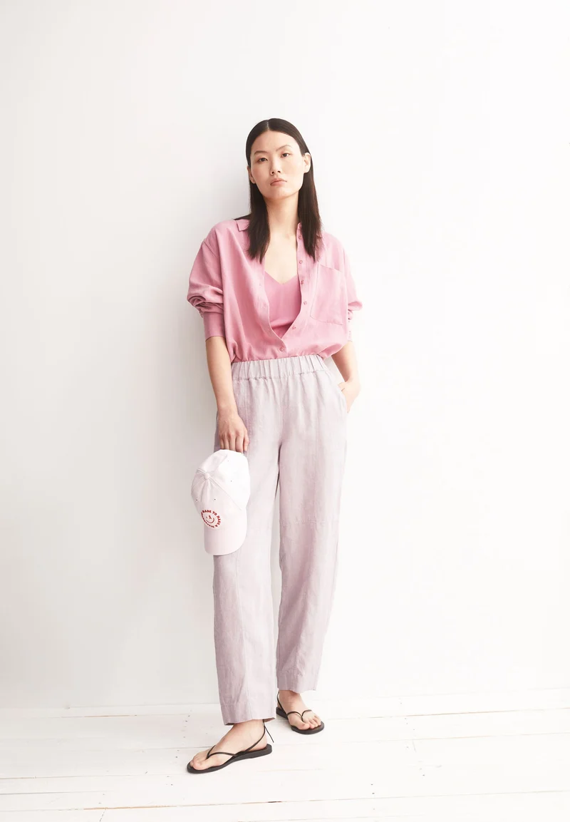 LEINEN PULL-ON BARREL HOSE | pink mist