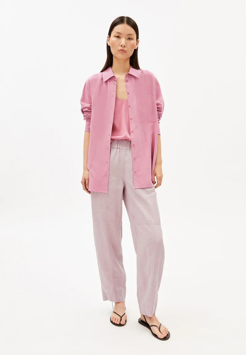 LEINEN PULL-ON BARREL HOSE | pink mist