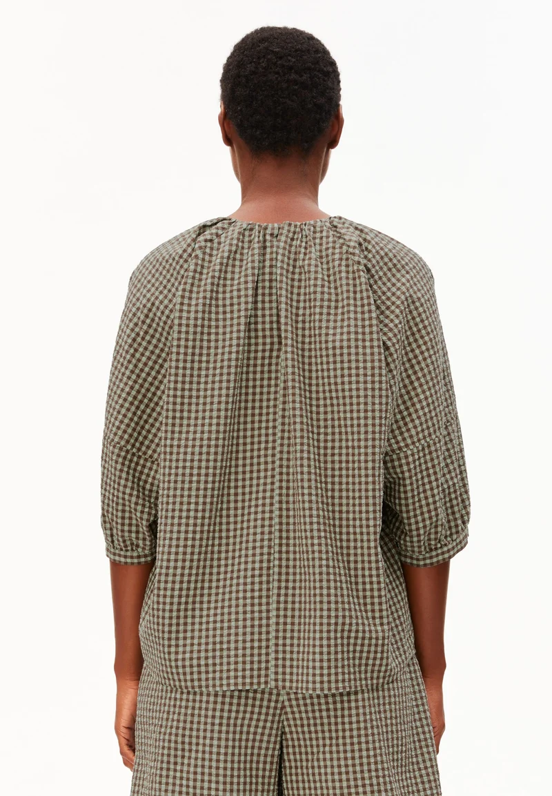 VICHY SEERSUCKER BLUSE | foam-dried palm