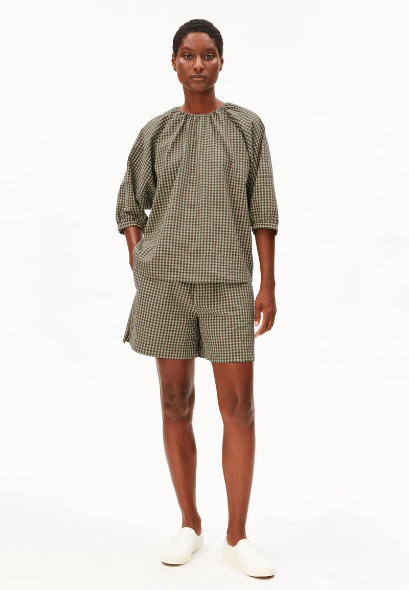 VICHY SEERSUCKER BLUSE | foam-dried palm