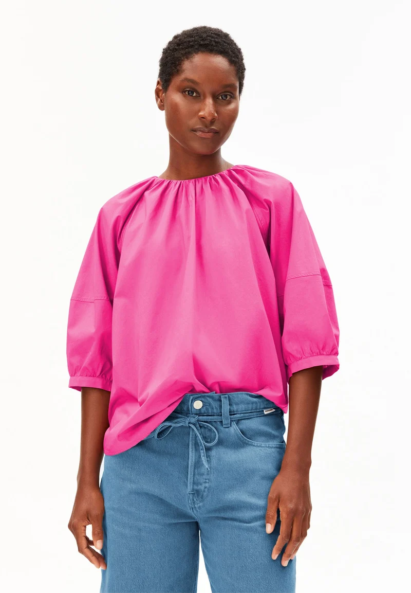 POPLIN BALLONÄRMEL-BLUSE | very berry