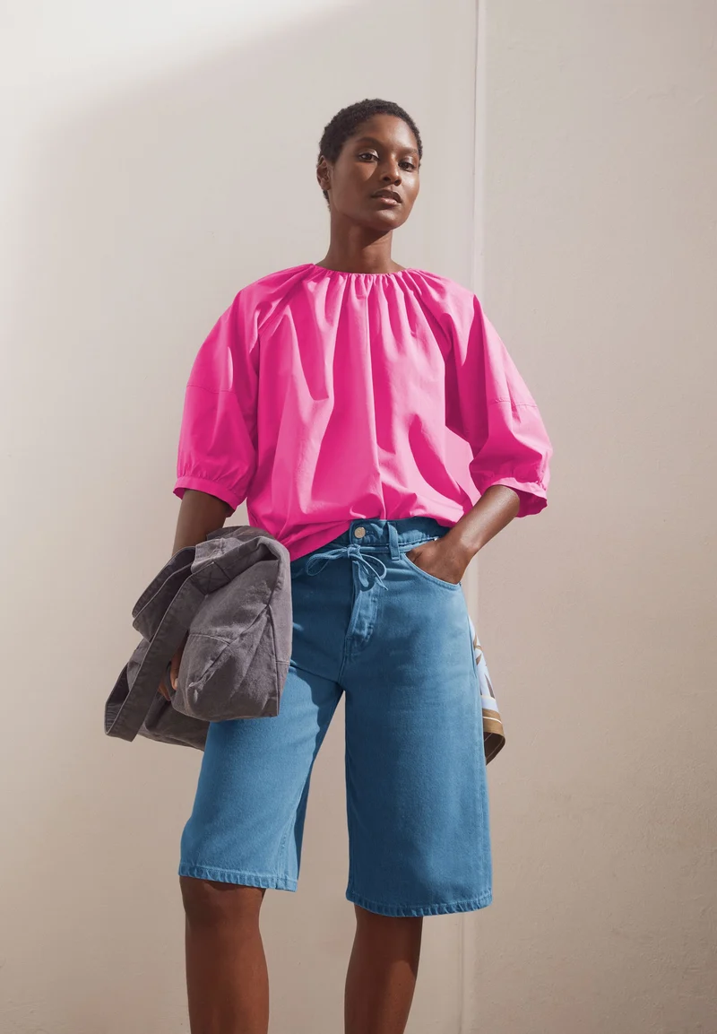 POPLIN BALLONÄRMEL-BLUSE | very berry