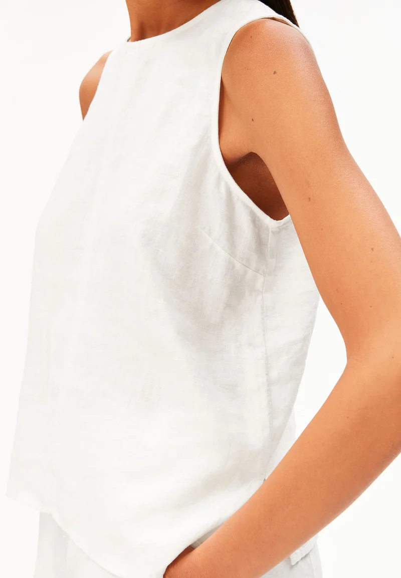 LEINEN BLUSEN-TOP | white