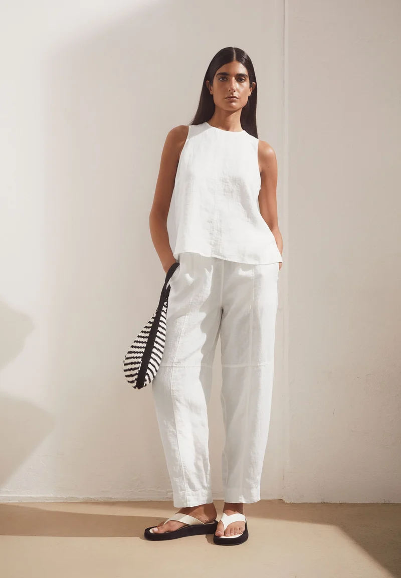 LEINEN BLUSEN-TOP | white