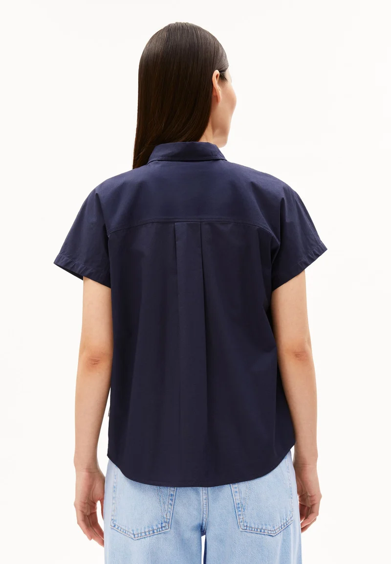 POPLIN LARISAANA BLUSE | tinted navy