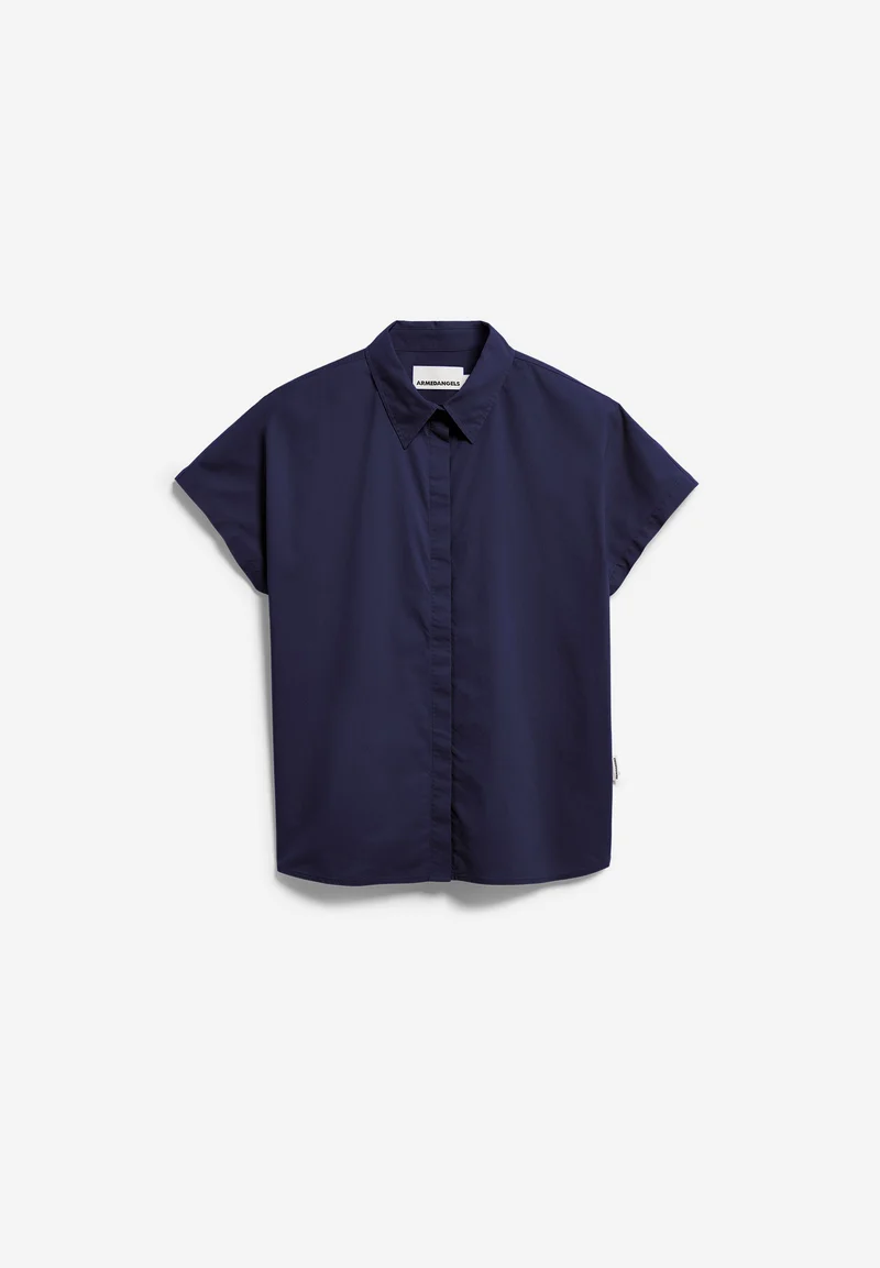 POPLIN LARISAANA BLUSE | tinted navy