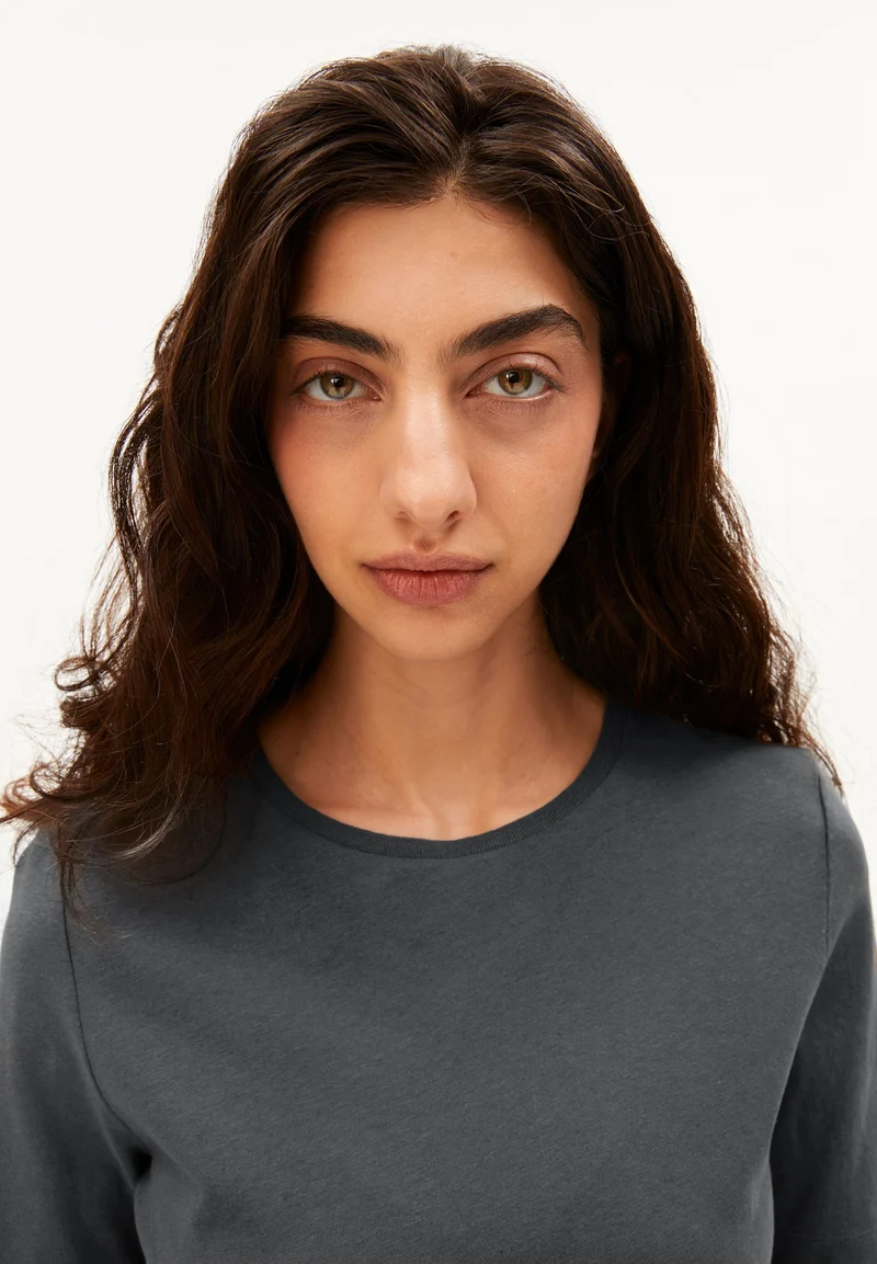LUALAA LEINEN-MIX T-SHIRT | space steel