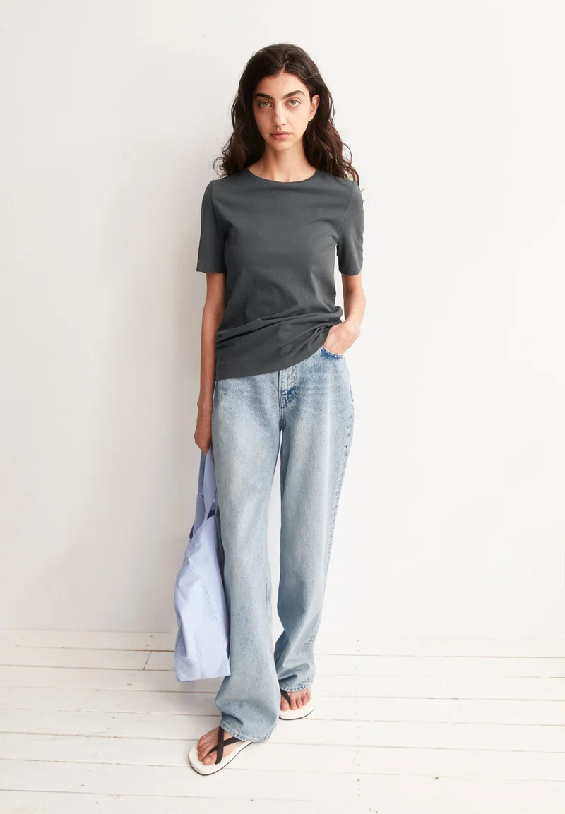 LUALAA LEINEN-MIX T-SHIRT | space steel