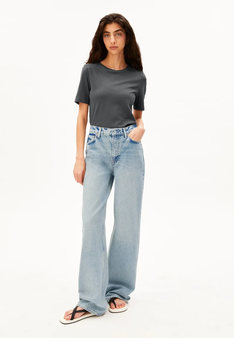LUALAA LEINEN-MIX T-SHIRT | space steel