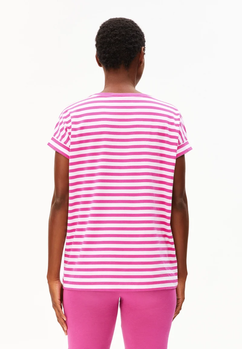IDAARA GESTREIFTES T-SHIRT | white-very berry
