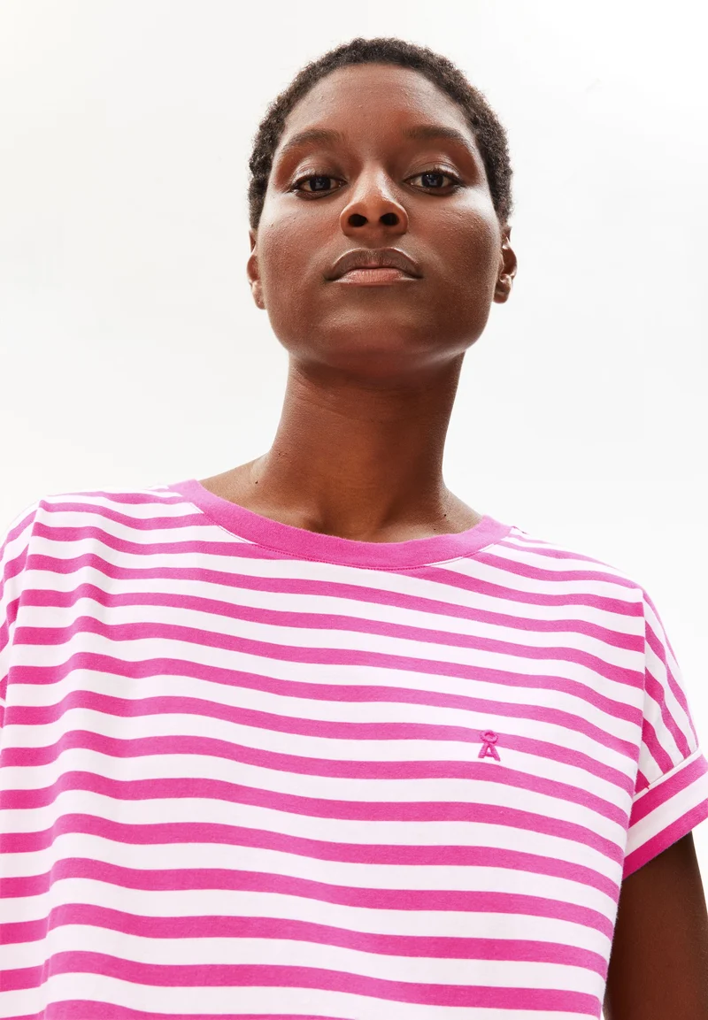 IDAARA GESTREIFTES T-SHIRT | white-very berry