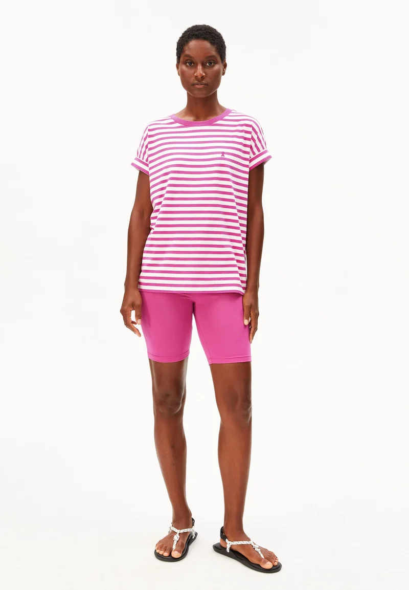 IDAARA GESTREIFTES T-SHIRT | white-very berry
