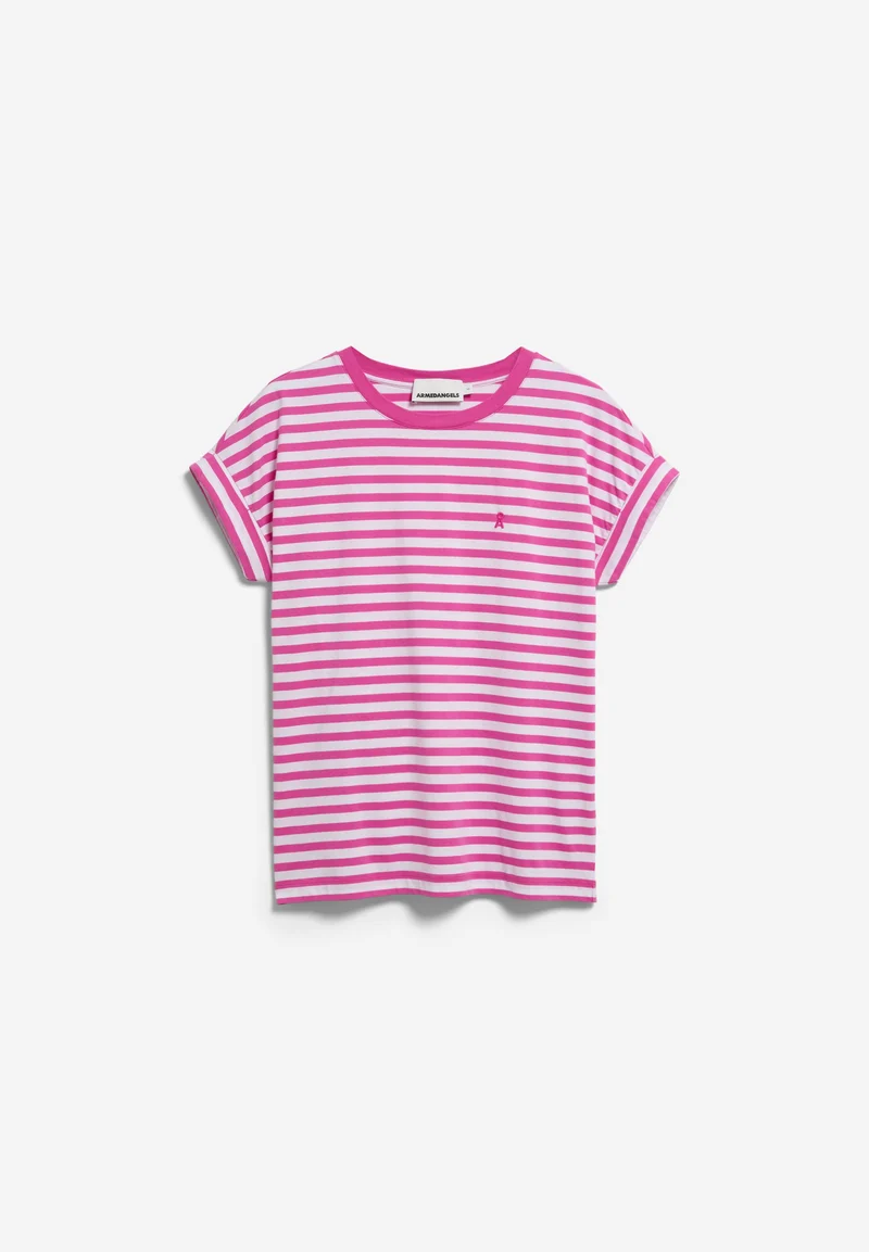 IDAARA GESTREIFTES T-SHIRT | white-very berry