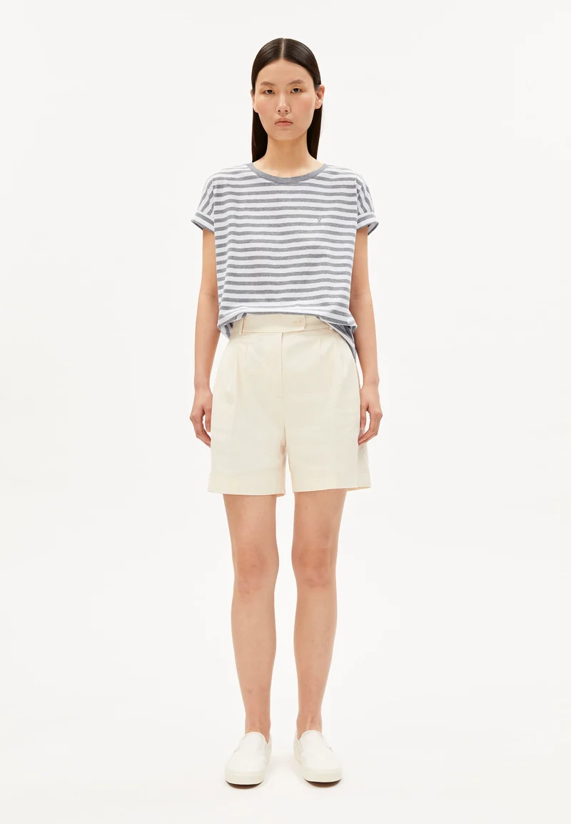 IDAARA GESTREIFTES T-SHIRT | white-silver melange