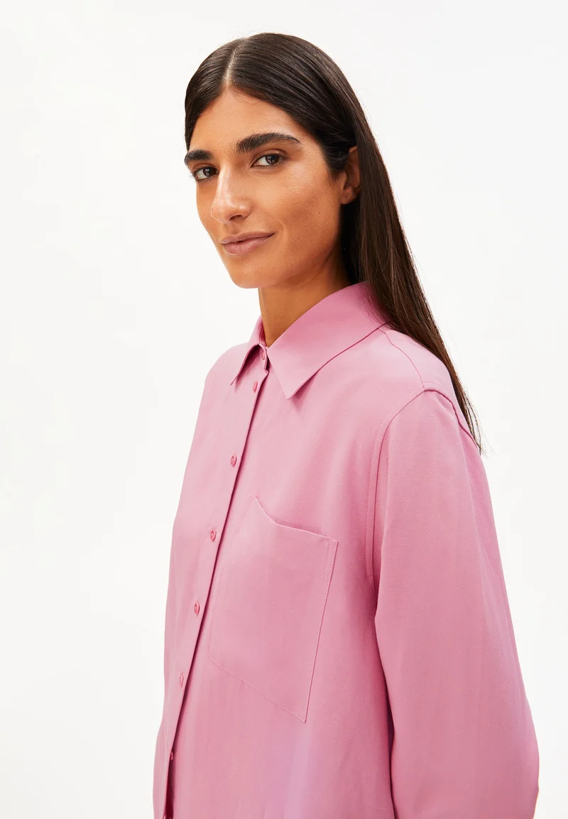 LEINEN-MIX BLUSE | washed berry