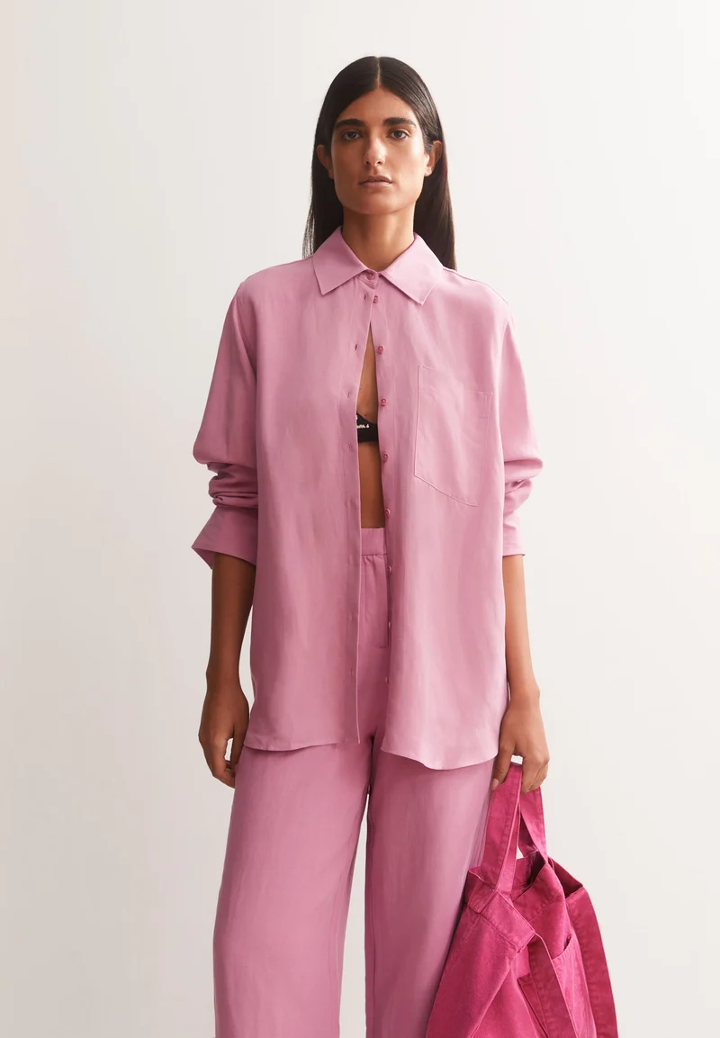 LEINEN-MIX BLUSE | washed berry