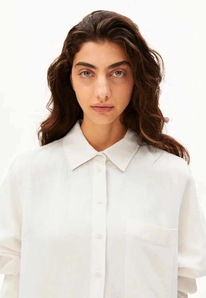 LEINEN-MIX BLUSE | oatmilk