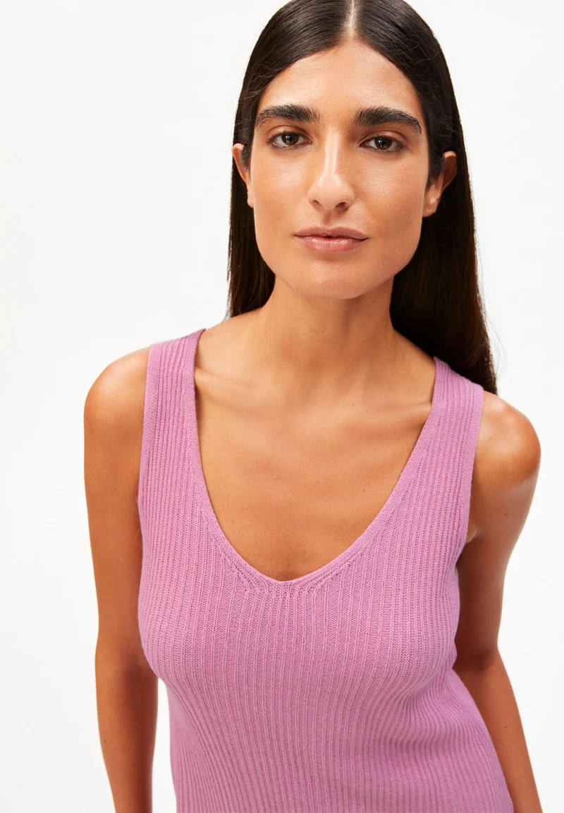 LEINEN-MIX STRICKKLEID | washed berry
