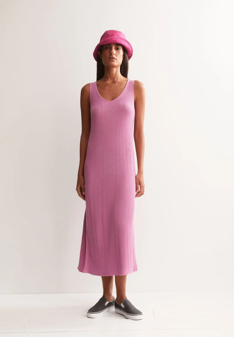 LEINEN-MIX STRICKKLEID | washed berry