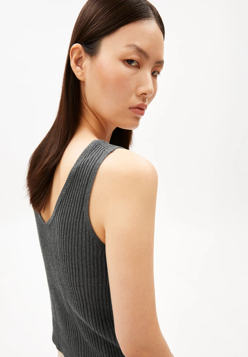 LEINEN-MIX STRICKTOP | space steel