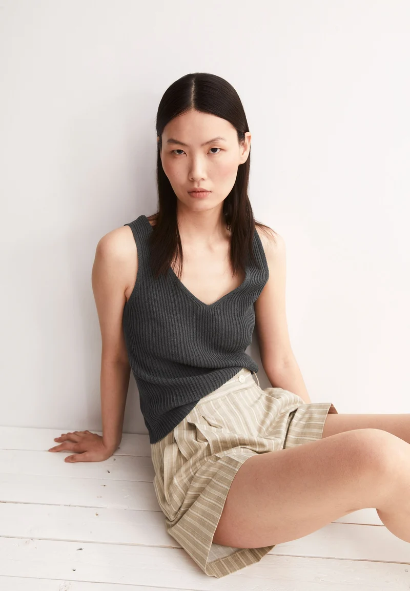 LEINEN-MIX STRICKTOP | space steel