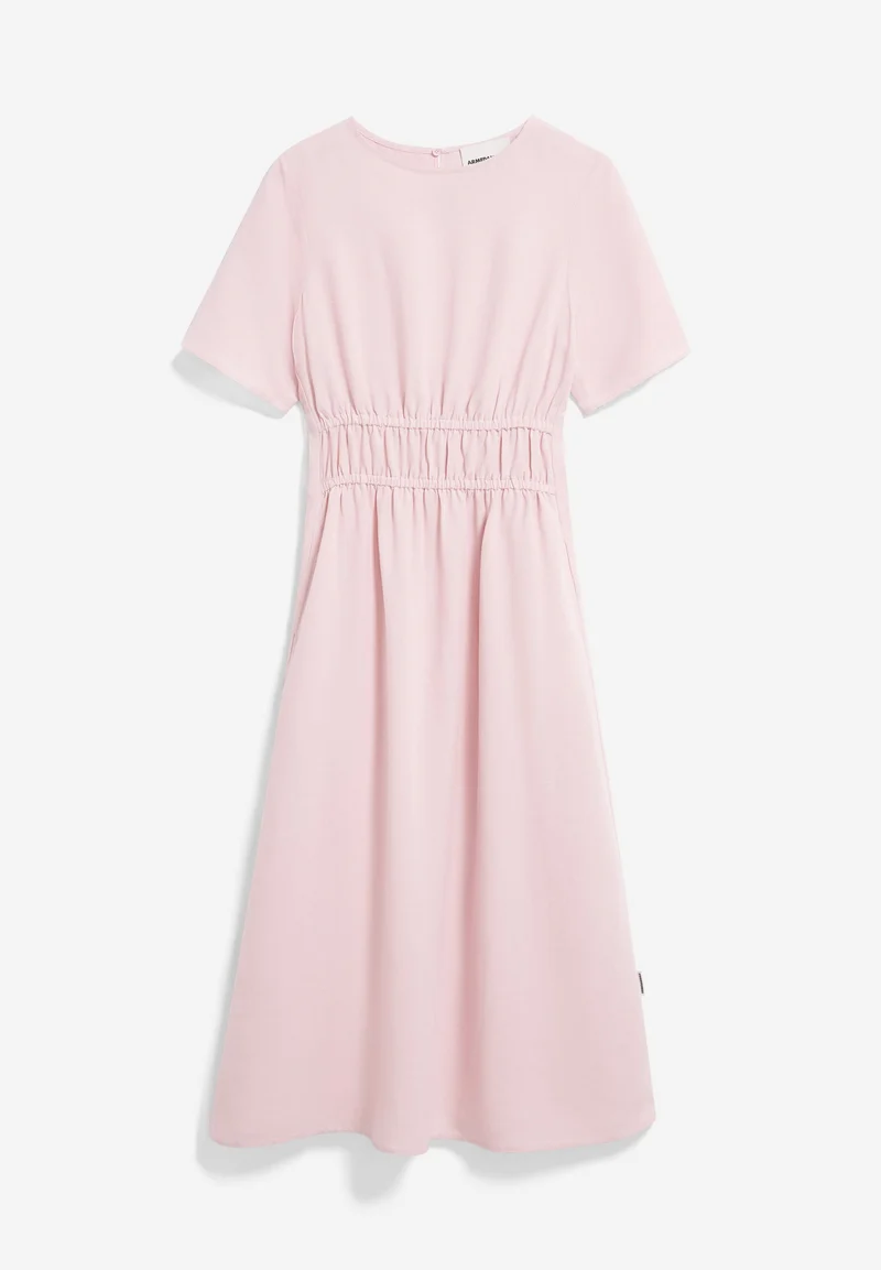 LEINEN-MIX GERAFFTES KLEID