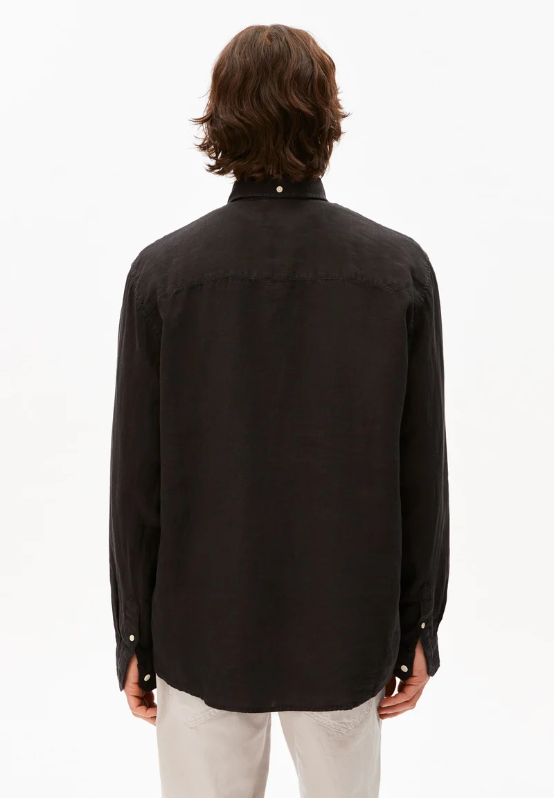 LEINEN-LANGARMHEMD | black