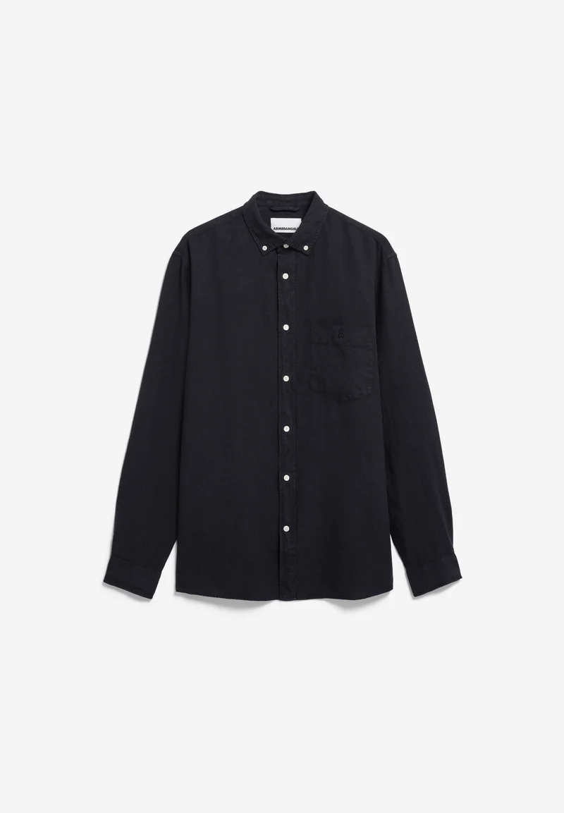 LEINEN-LANGARMHEMD | black