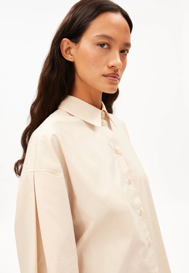 POPLINBLUSE BARREL-ÄRMEL | pale peach