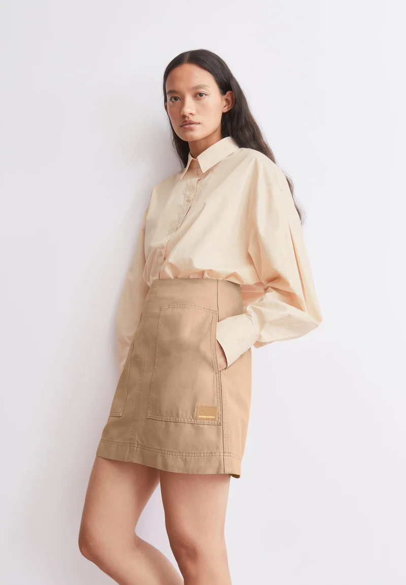 POPLINBLUSE BARREL-ÄRMEL | pale peach