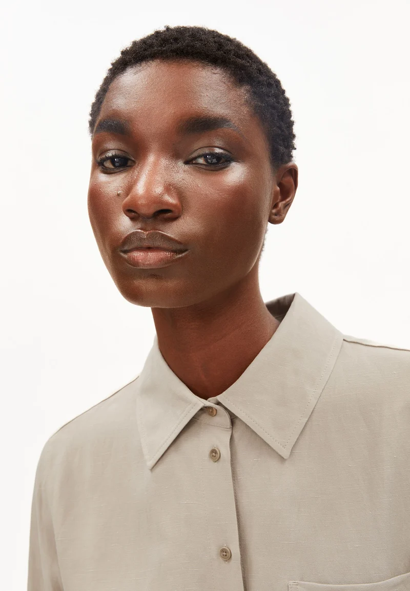 LEINEN-MIX BLUSE | sandstone
