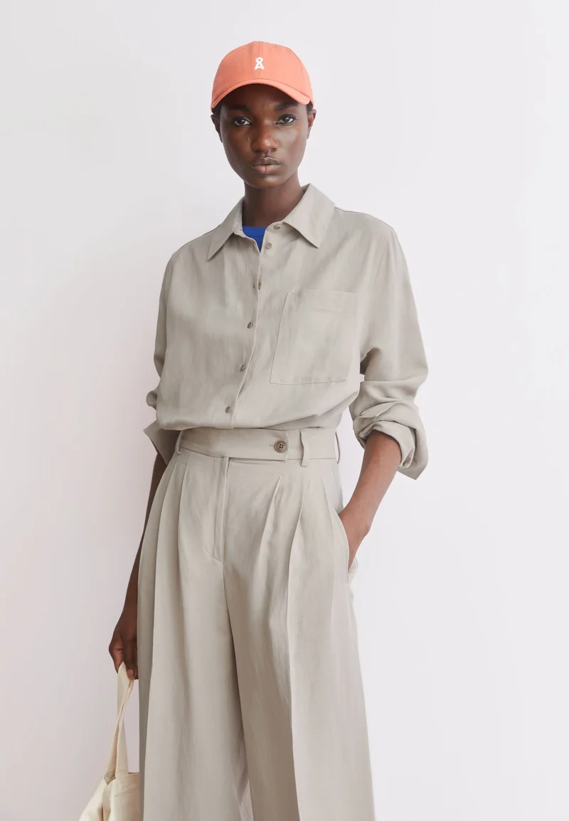 LEINEN-MIX BLUSE | sandstone