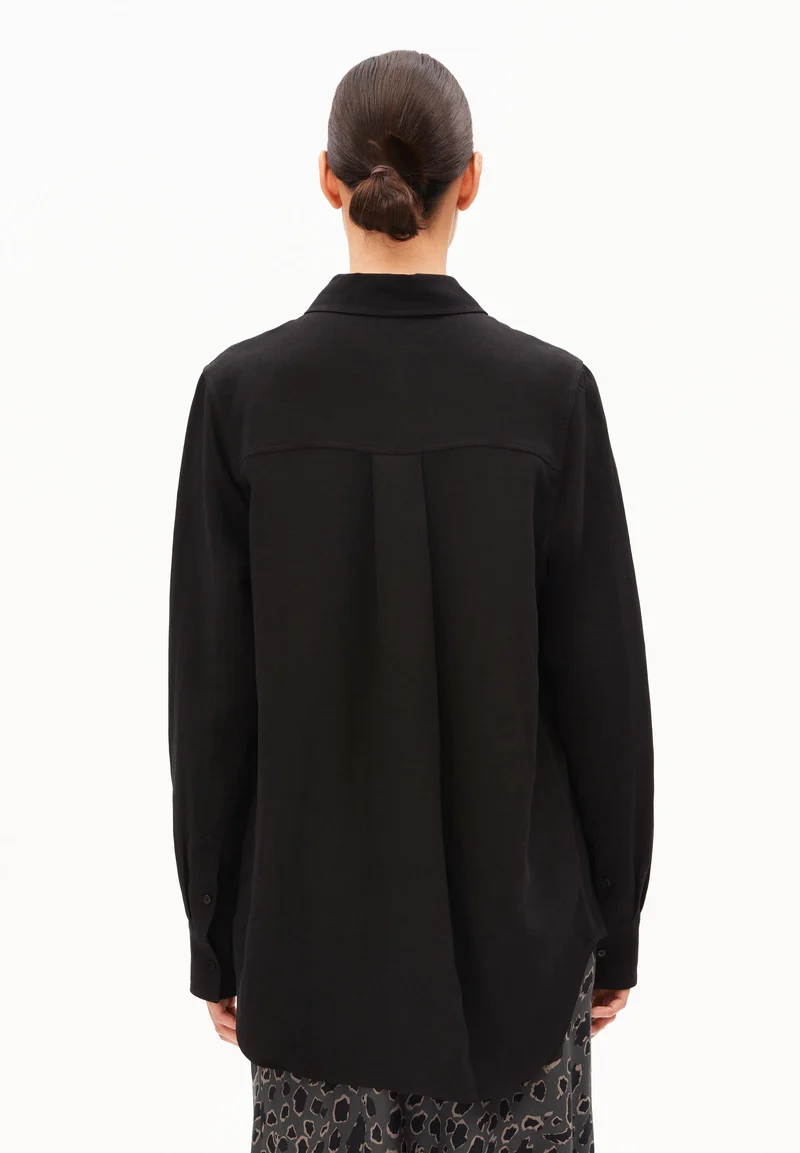 LEINEN-MIX BLUSE | black