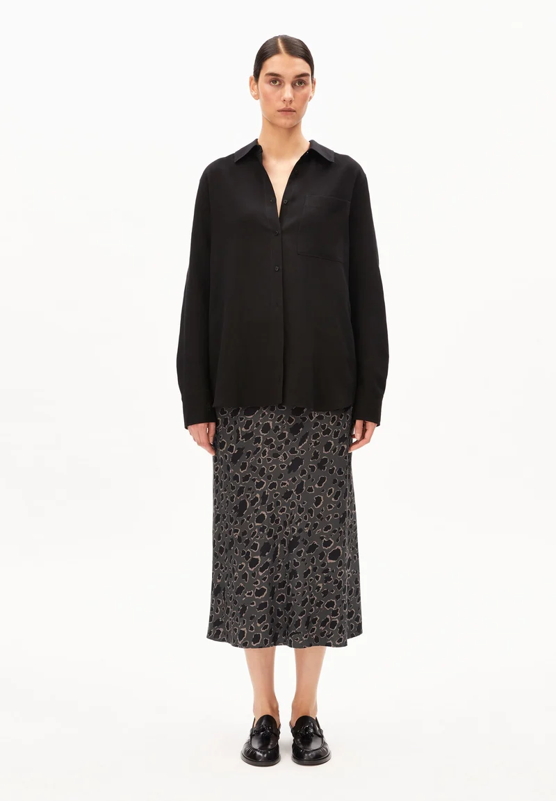 LEINEN-MIX BLUSE | black